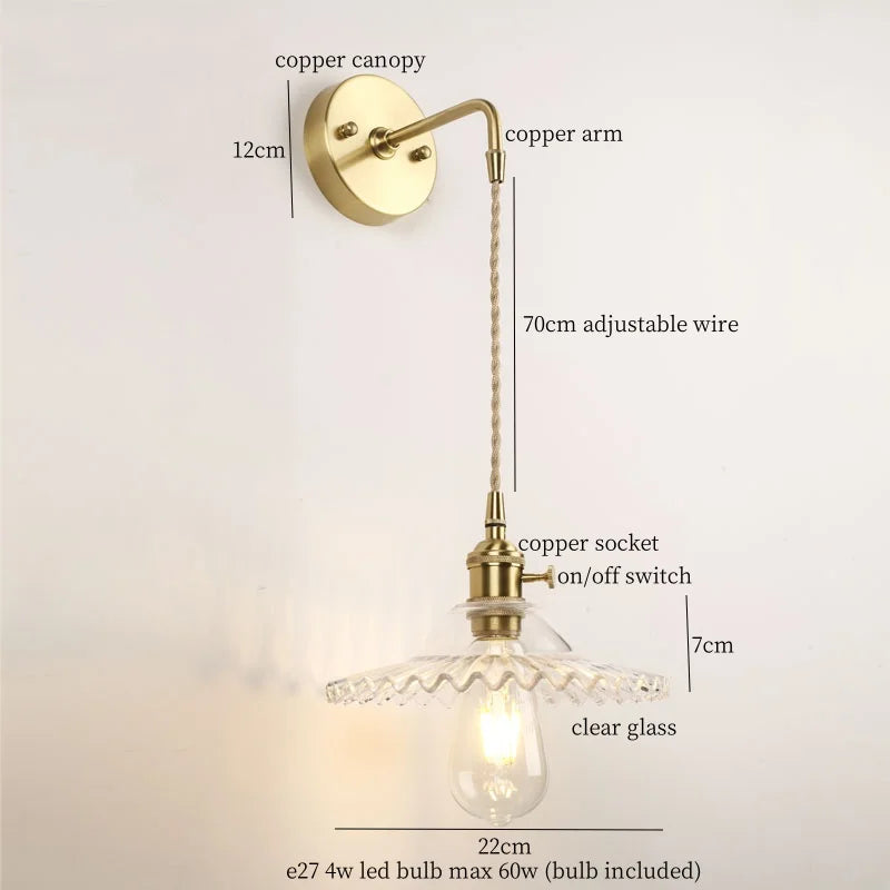 DecorBites™ Green Glass LED Wall Light Fixture | Modern Nordic Pull Chain Lamp