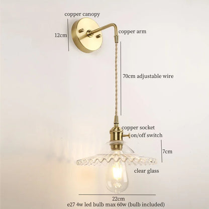 DecorBites™ Green Glass LED Wall Light Fixture | Modern Nordic Pull Chain Lamp