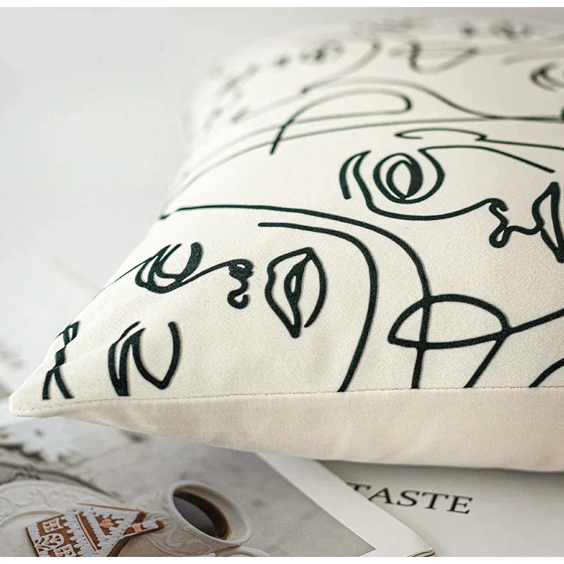 DecorBites™ Beige Textured Pillow Cover Abstract Design 45x45, Lumbar Support & Decor Accessory