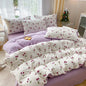 Decobites Cartoon Heart Plant Floral Print 3Pcs Set (Duvet Cover + Pillowcases)