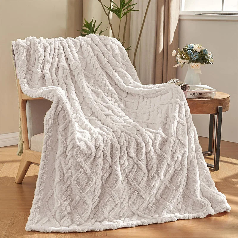 Decobites Super Soft Furry Throw Blanket for Girls Women, Stylish Design, Cozy & Warm