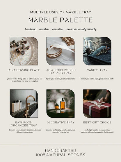 DecorBites™ Calacatta Marble Vanity Tray for Perfume Candles Jewelry Luxury Home Decor