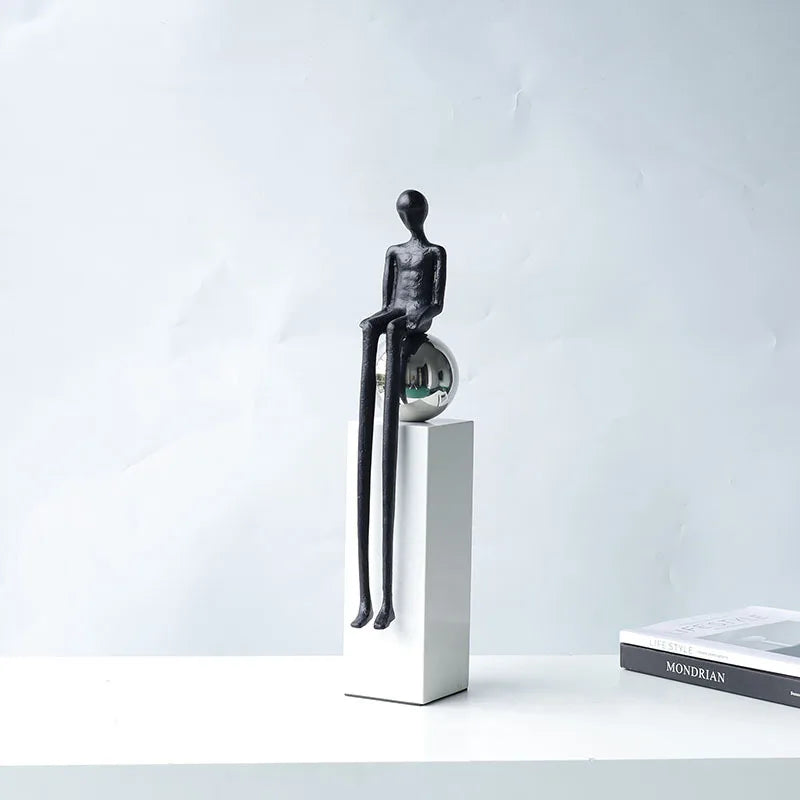 ديكور بايتس™ - تمثال معدني لشخصية المفكر التجريدي - منحوتة بورتريه - ديكور منزلي