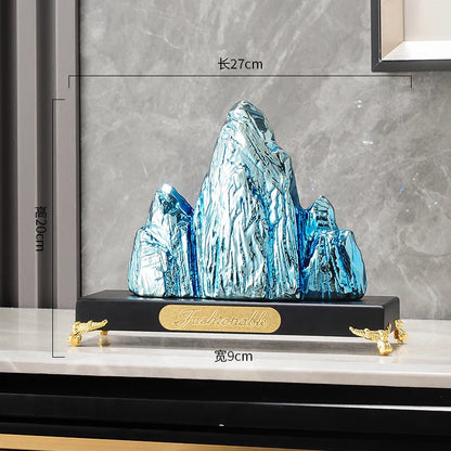 DecorBites™ Ceramic Mountain Sculpture Decor - Golden/Silver Landscape Ornament