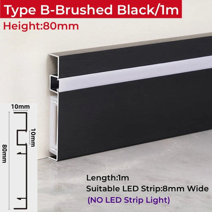 DecorBites™ LED Skirting Aluminum Profiles: Brushed Gold/Black, Conner Baseboard, Diffuser, Stair, Floor, Wall Decor