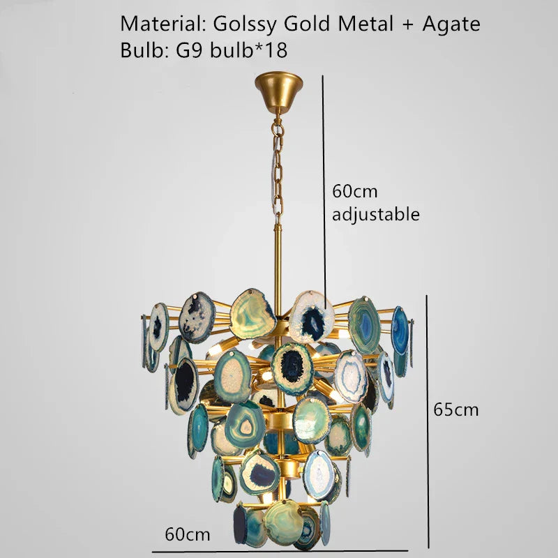 ديكوربايتس™ مصباح حائط LED من العقيق، تركيب سطحي معدني ذهبي، لمبة E14 G4