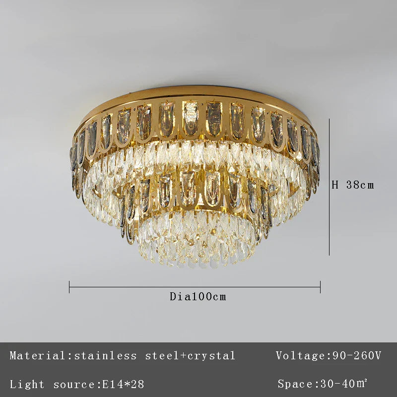 DecorBites™ Crystal Round Ceiling Chandelier for Modern Room Decor, Luxury Lamps - 2025 Lumens
