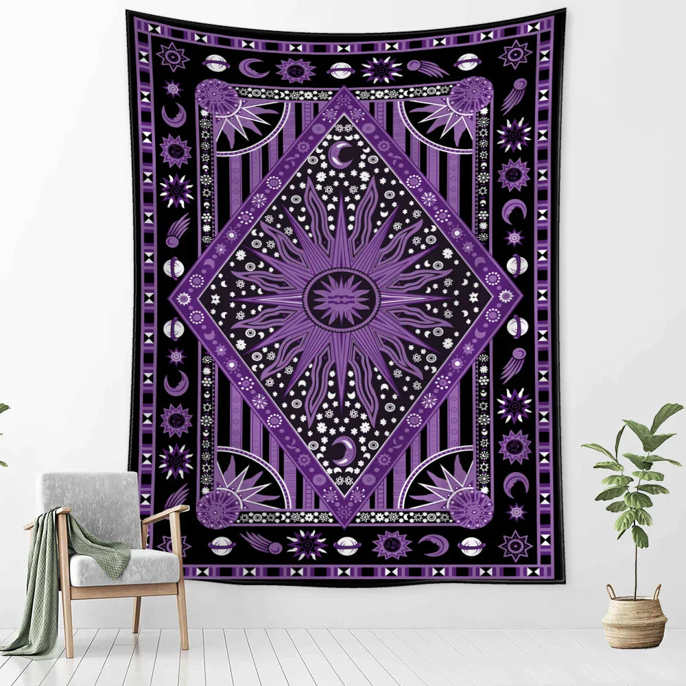 Decobites Psychedelic Sun Planet Tarot Tapestry for Home Decor