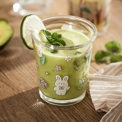 DecorBites™ Cute Four-color Bear Rabbit Glass Tea Coffee Cup