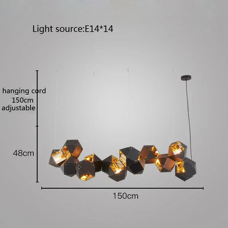 Lámpara colgante LED cúbica DecorBites™: Lámpara colgante Art Déco para un estilo versátil