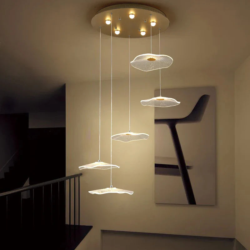 DecorBites™ Lotus Leaf LED Pendant Chandelier for Staircase & Living Room Beauty