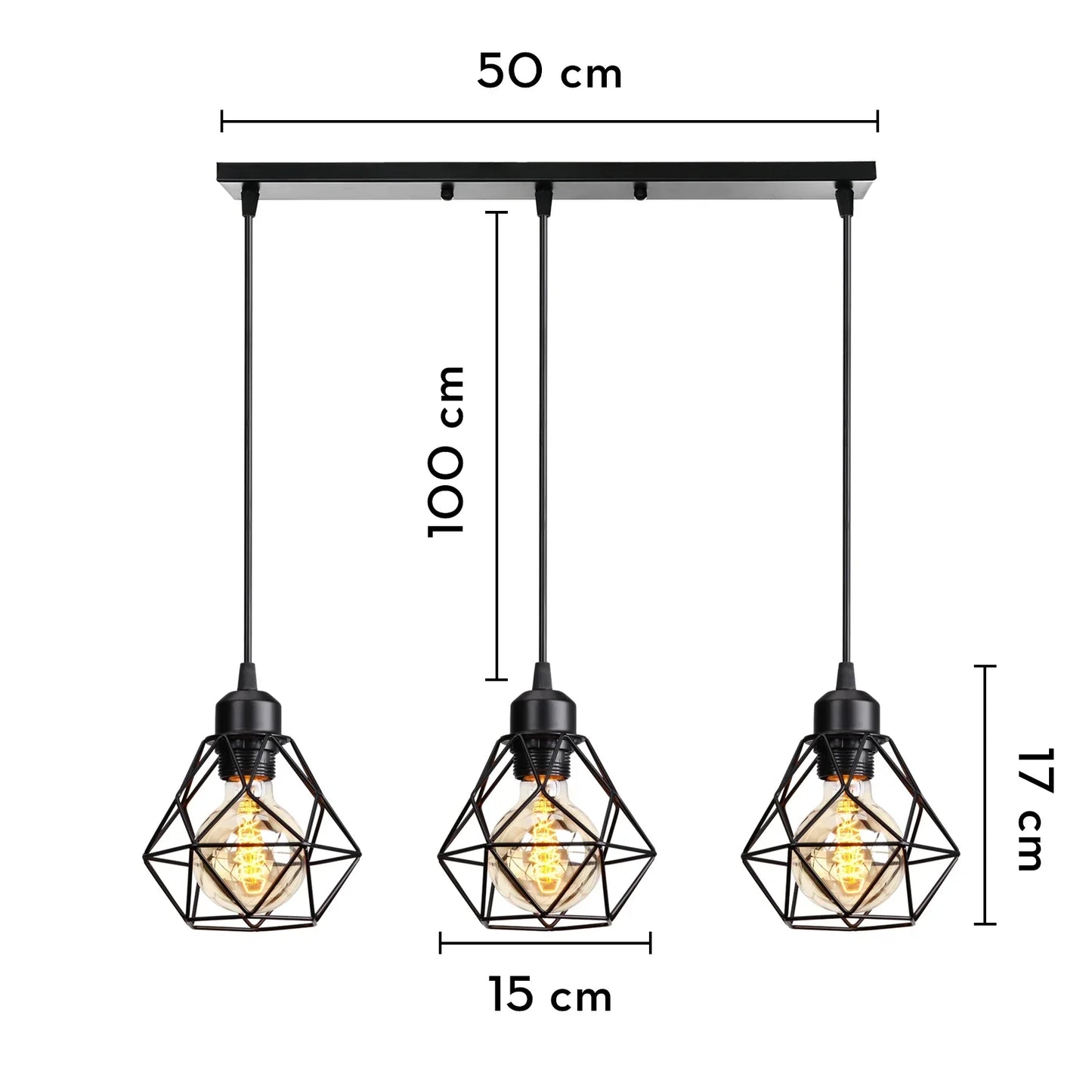 DecorBites™ Industrial Wood Pendant Chandelier for Dinning Living Room Kitchen LED Fixture