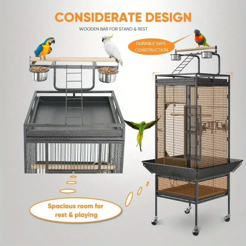 DecorBites™ Large 61’’ Bird Cage - Non-Toxic Steel Easy Assembly