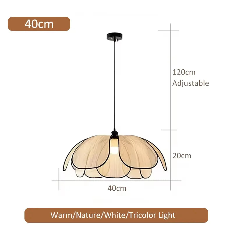 Petal Rattan Woven Pendant Light, 3-Color LED