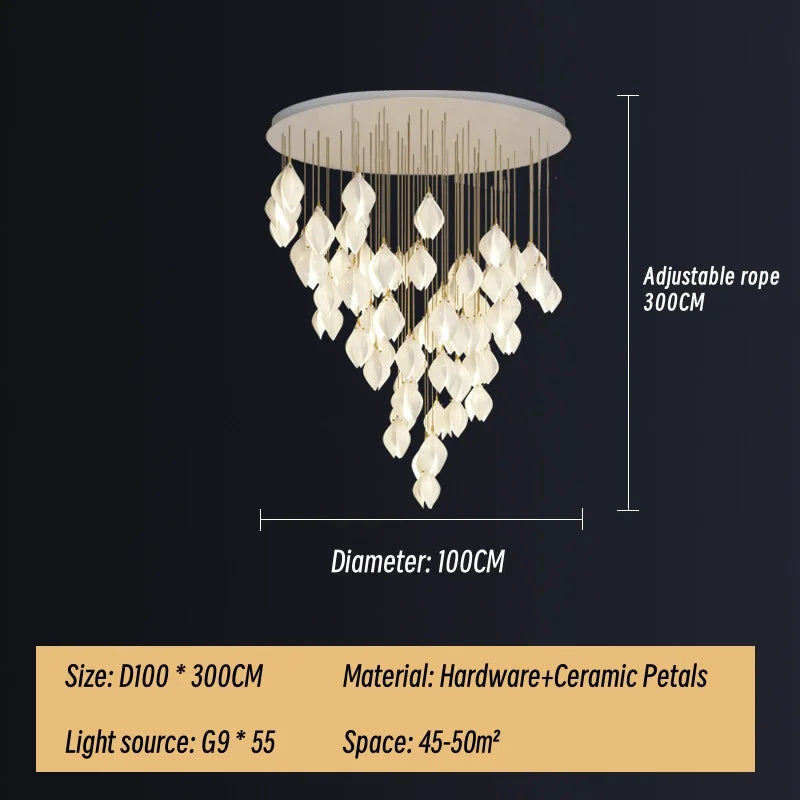 DecorBites™ Ceramic LED Staircase Pendant Light Two-Tone Adjustable for Living, Dining, Bedroom
