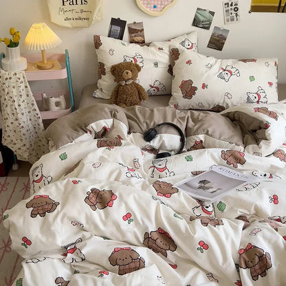 DecorBites™ Cartoon Style Printed Comforter Set 4Pcs Lightweight Duvet Kits Bedding Set