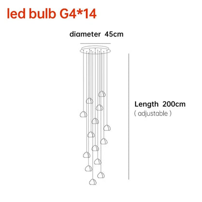 Lámpara de araña DecorBites™ con forma de bola de cristal: Lámpara colgante larga y ajustable para escaleras, ideal para el hogar y restaurantes.