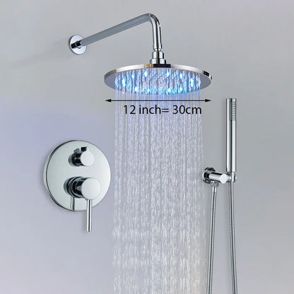 DecorBites™ Brass Shower Set with 2-Way Mixer and Handheld Spray - 8-16" Rain Shower Head