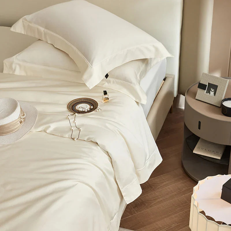 طقم مفروشات سرير مريحة من قطن بيما 1400TC من DecorBites™: غطاء لحاف ناعم، قابل للتهوية، مقاس كوين كينج، ملاءة، وأغطية وسائد