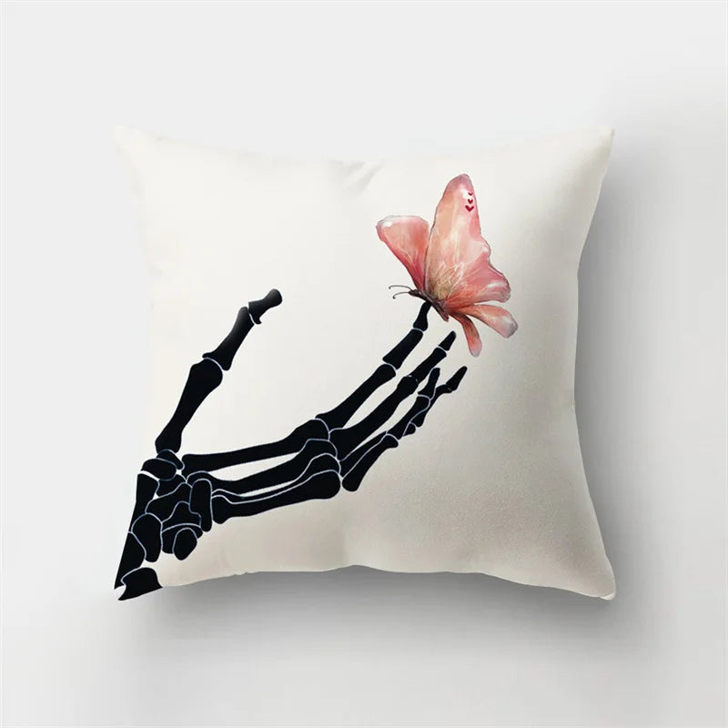 DecorBites™ Deer Animal Short Plush Pillowcase with Natural Leaves and Flowers