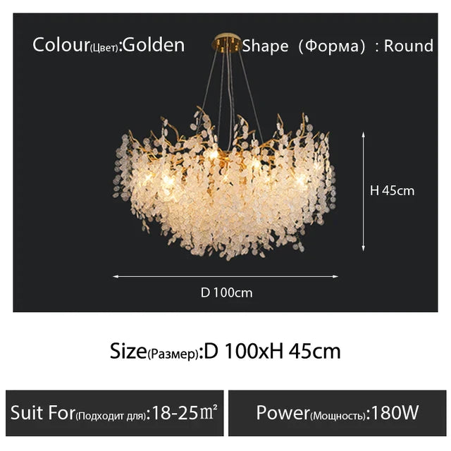 DecorBites™ Circular Crystal Chandelier Living Room Pendant Lights LED Indoor Decoration