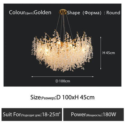 DecorBites™ Circular Crystal Chandelier Living Room Pendant Lights LED Indoor Decoration