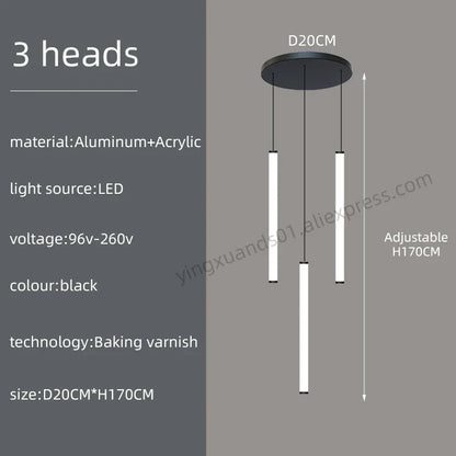 DecorBites™ Loft Black Chandelier: Acrylic Villa Ceiling Lamp for Living Room & Staircase