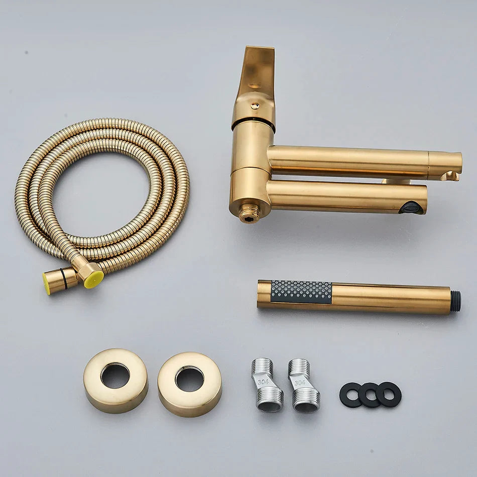 DecorBites™ Brass Wall Mounted Bathtub Shower Mixer Tap Set for Bathroom