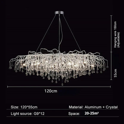 DecorBites™ Crystal Water Drop Branch Chandelier LED Lighting Fixture for Hall Living Room