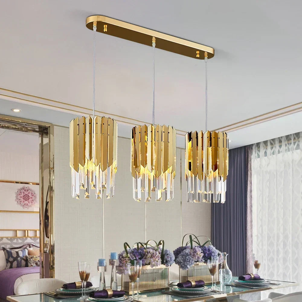 DecorBites™ Gold K9 Crystal LED Chandelier for Living Room Kitchen Dining Bedroom