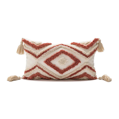 DecorBites™ Boho Loop Tufted Tassel Pillow Cover - Ethnic Embroidered Decorative Cushion