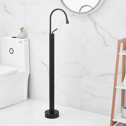 Grifo de bañera de pie DecorBites™ de latón negro con diseño de gota de agua larga