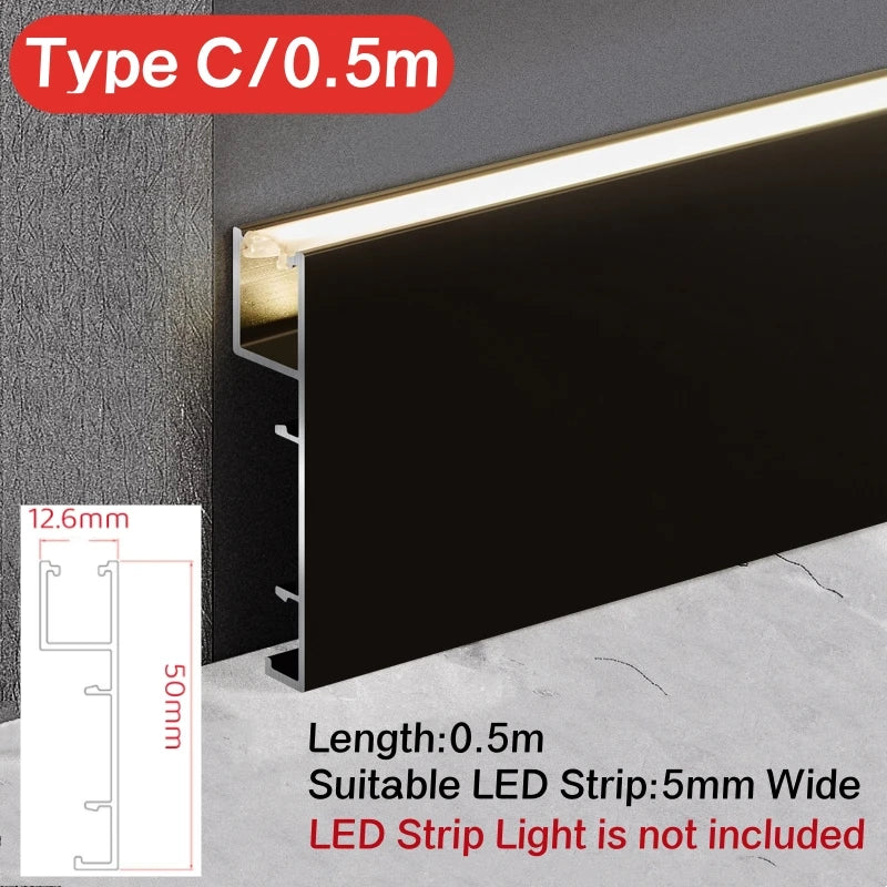 DecorBites™ LED Skirting Profile: Hidden Corner Recessed Aluminum Baseboard Light Strip