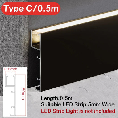 DecorBites™ LED Skirting Profile: Hidden Corner Recessed Aluminum Baseboard Light Strip