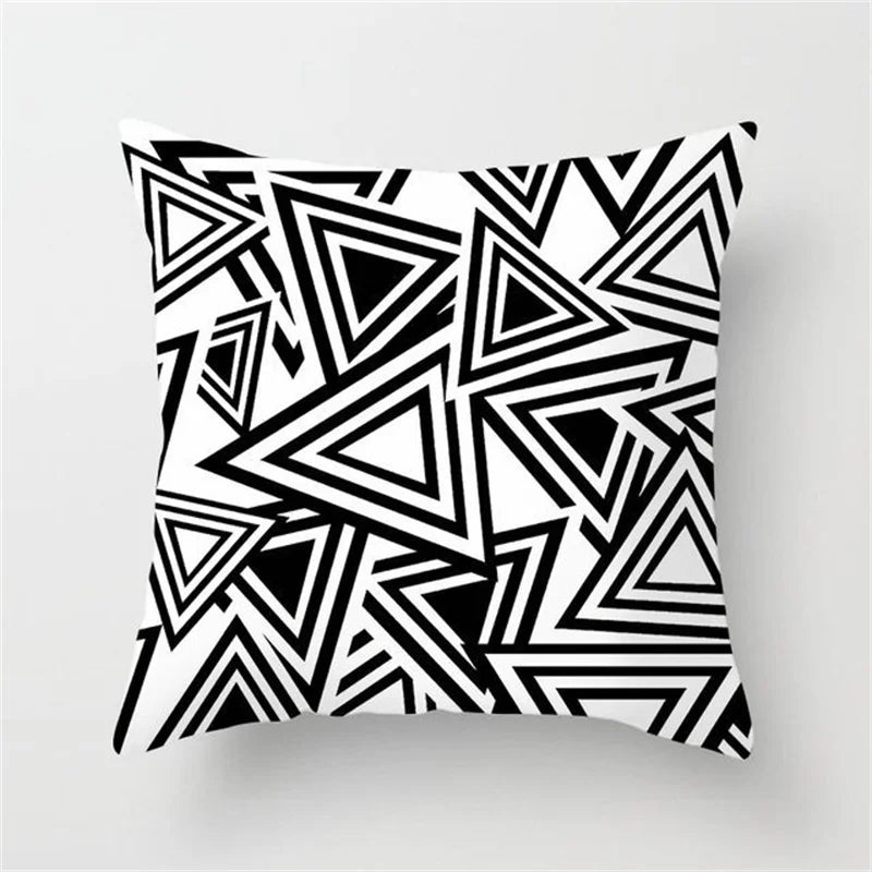 DecorBites™ Heart Stripe Pillow Cases | Black & White Polyester Cushion Covers
