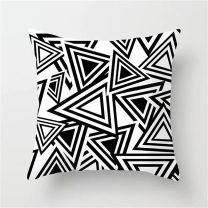 DecorBites™ Heart Stripe Pillow Cases | Black & White Polyester Cushion Covers