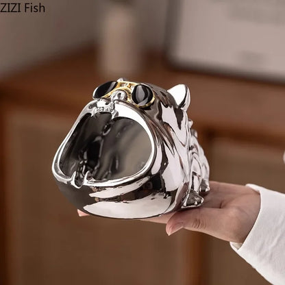 DecorBites™ Bulldog Ceramic Ashtray - Desktop Smoking Accessories for Weed - Portable Ashtray Gift