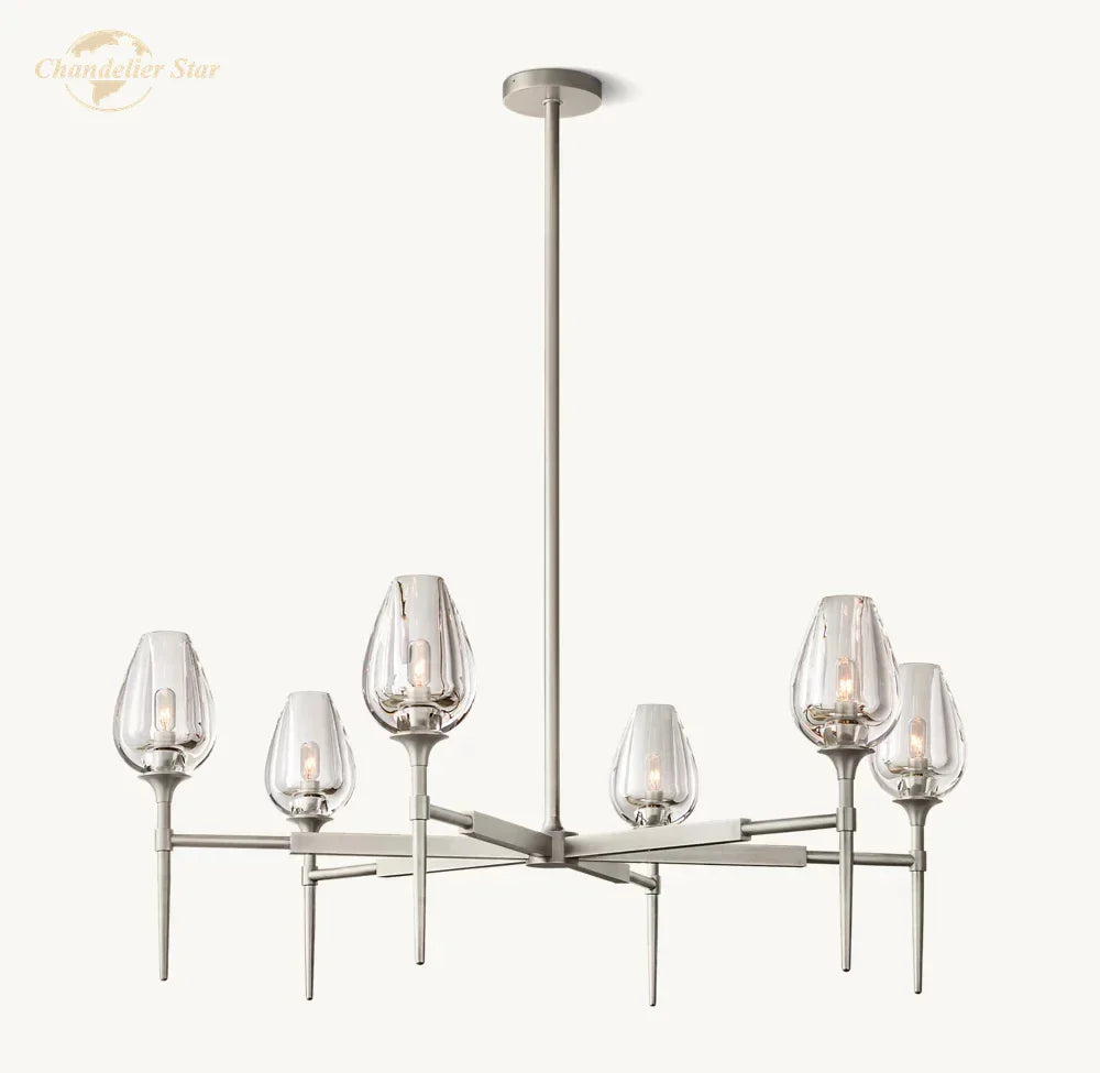 DecorBites™ Crystal Tulip Chandelier Pendant Light Living Room Dining Bedroom Luxury Glass Lighting