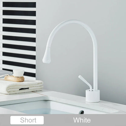 Grifo alto DecorBites™ Gold, mezclador giratorio de cascada de 360° para lavabo de baño