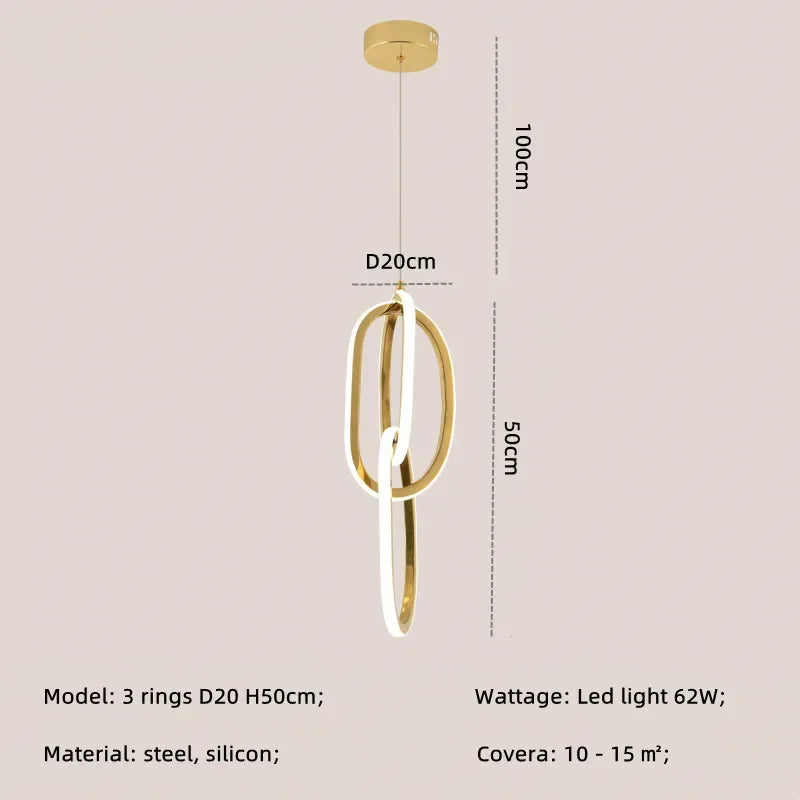 DecorBites™ Gold Steel Pendant Light for Home Decor & Bar, Stylish LED Hanging Lamp