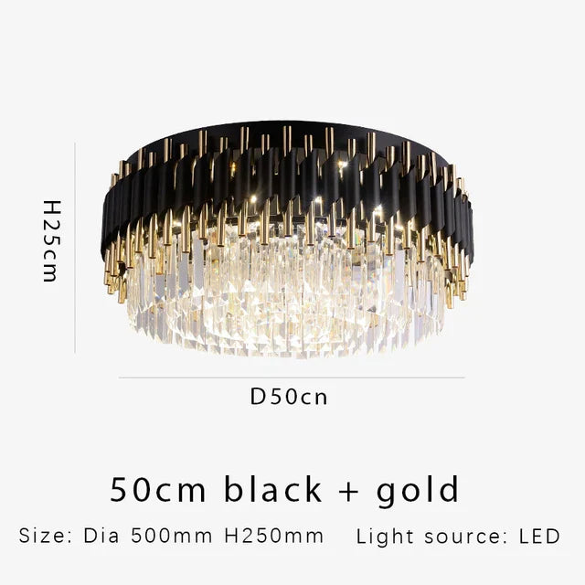 Lámpara de techo de cristal negro Oro Decorbites™ – Lámparas colgantes redondas LED modernas para cocina