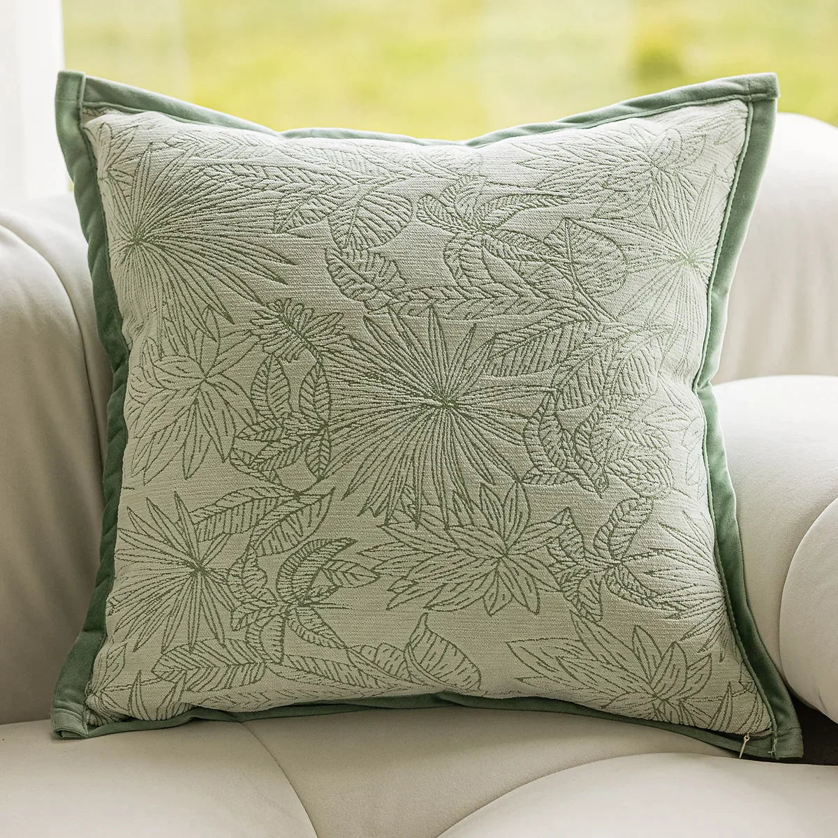DecorBites™ Green Plant Jacquard Pillow Covers for Light Luxury Living Room Decor