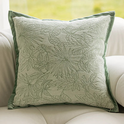 DecorBites™ Green Plant Jacquard Pillow Covers for Light Luxury Living Room Decor