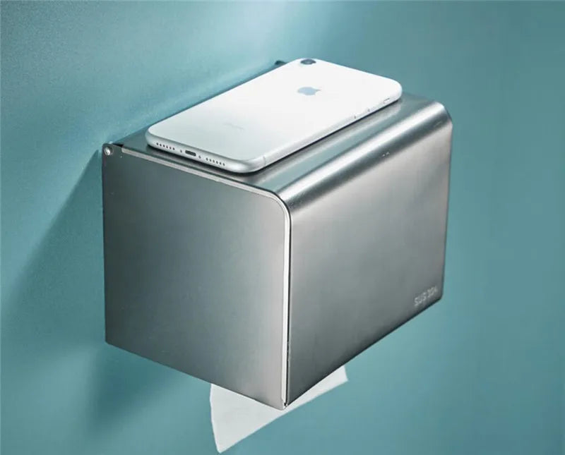 DecorBites™ Grey Bathroom Accessories Set: Paper Holder, Corner Shelf, Towel Rack, Toilet Brush Holder, Towel Holder