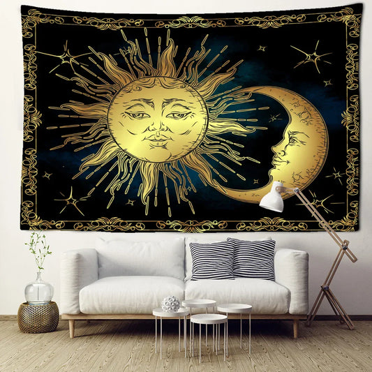 Decobites Sun Moon Tarot Tapestry: Mystical Abstract Art for Home Decor