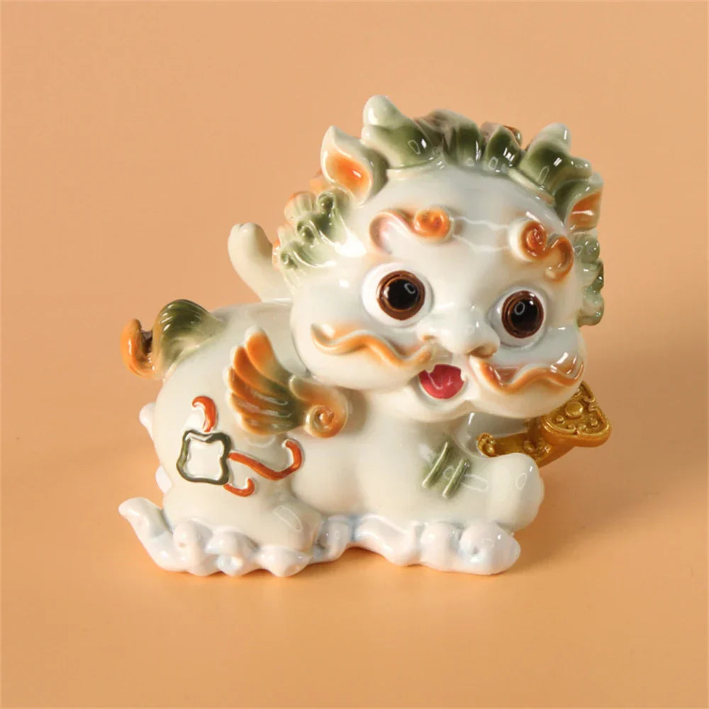 DecorBites™ Chinese Mythology Lion Figurines for Luck, Wealth, and Protection