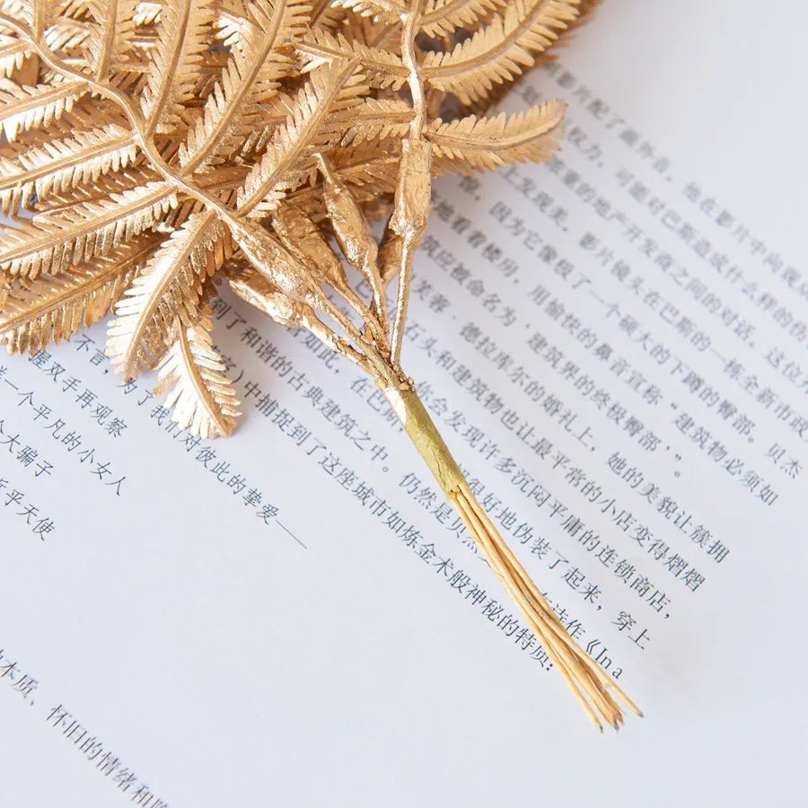 DecorBites™ Gold Palm Leaves Vase: Artificial Plants for Home Decoration, Christmas, Wedding