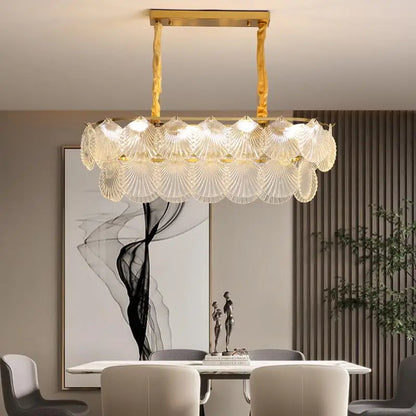 DecorBites™ LED Frost Glass Shell Chandelier for Home Decor and Lighting