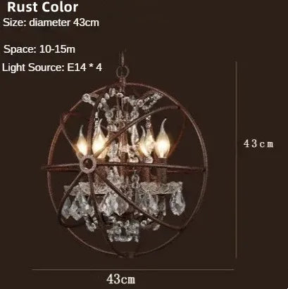 DecorBites™ Iron Birdcage Crystal Chandelier: Spherical Pendant Light for Home Decor