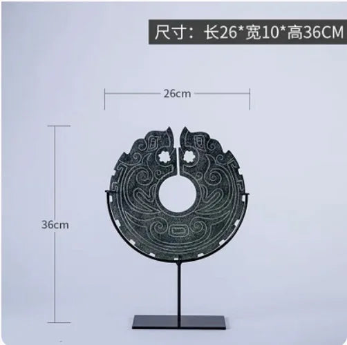 Estatua de resina con forma de tótem geométrico DecorBites™ | Accesorio decorativo retro chino para el hogar